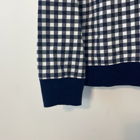 Draper James Natalie Sweatshirt in Navy Blue and White Gingham. Size Large. - Picture 8 of 14
